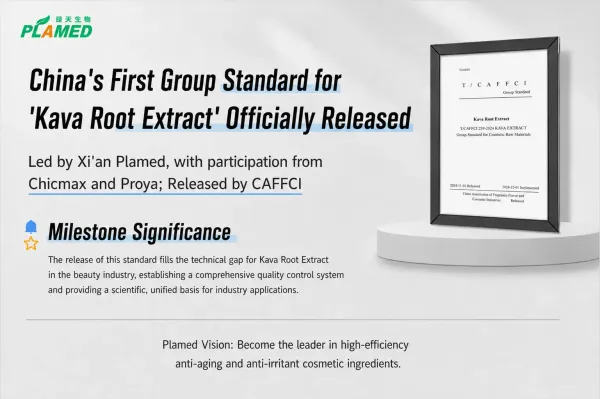 Plamed Leads the Drafting of China's First Group Standard for "Kava Root Extract for Cosmetics Use," Driving Industry Towards Standardization
